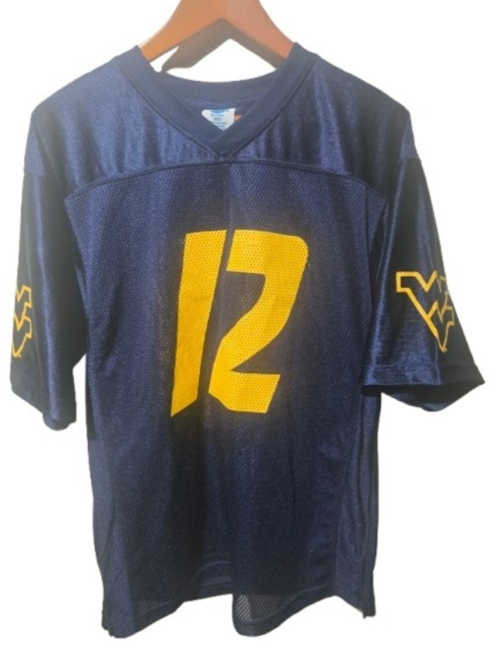 Vintage West Virginia Mountaineers #12 Football Jersey Navy Gold NCAA Men's M